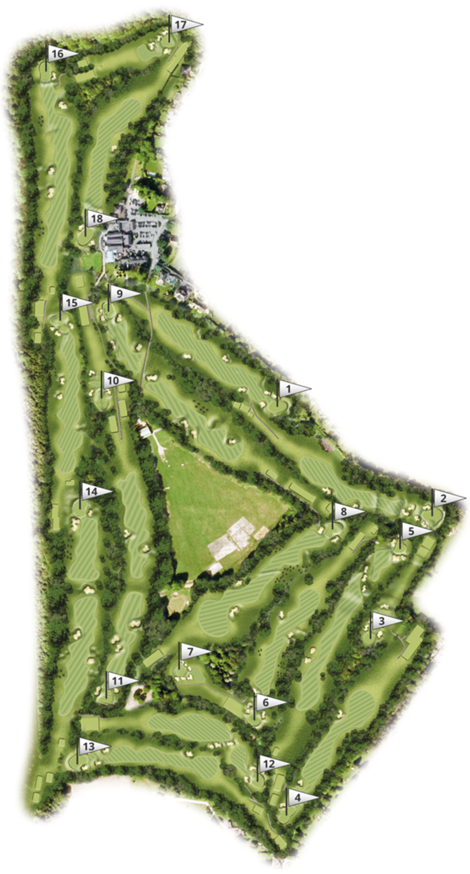 Overview of the course at Kingswood Golf and Country Club, Surrey.